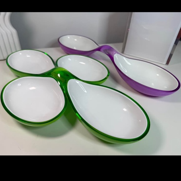 1980s Guzzini Space Age style Interlocking Lucite Serving Bowls - made in Italy - Picture 1 of 5